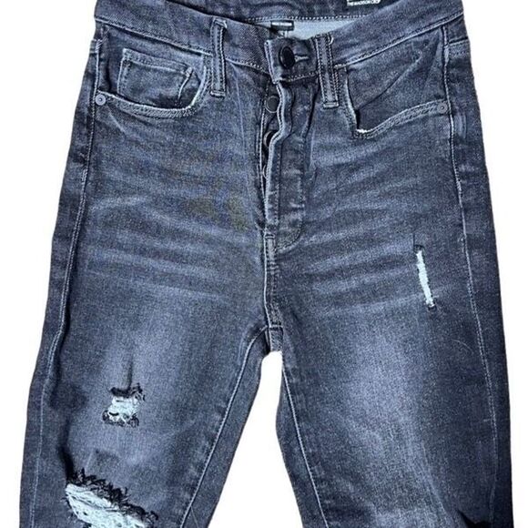 BlankNYC Black Distressed Madison Crop Jeans Size 25 - Picture 3 of 4